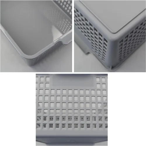 Miniatura 3 de Paquete de 3 cestas de almacenamiento de plástico, contenedor de almacenamiento grande gris