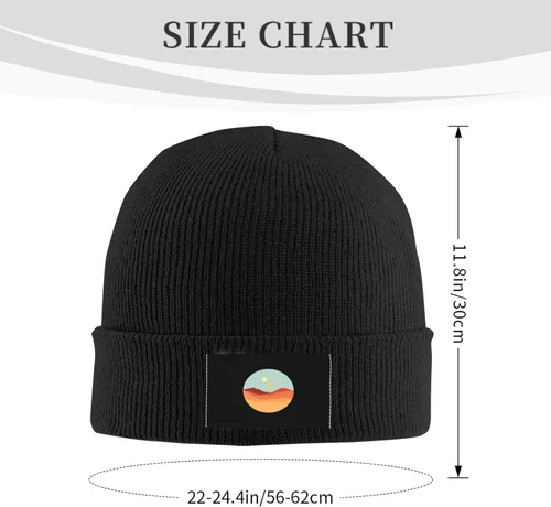 Miniatura 2 de AbLaTe-Two-Suns-Beanie-Hats, Black Knit Beanie Cap Winter Hat for Men Women