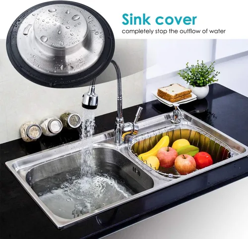 Miniatura 5 de Tapón para fregadero de cocina, acero inoxidable, borde ancho grande de 3.35 pulgadas de diámetro, 2 unidades Fengbao