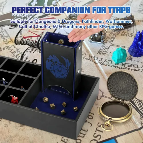 Miniatura 5 de Bandeja de Dados DND y Caja de Almacenamiento de Torre, Estuche Portadados D&D 4 en 1