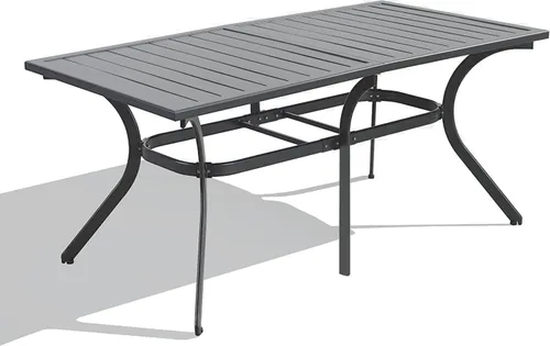 Miniatura 9 de PURPLE LEAF - Mesa de comedor al aire libre de aluminio para 6-8 personas con pies ajustables en altura y superficie acanalada, mesa grande
