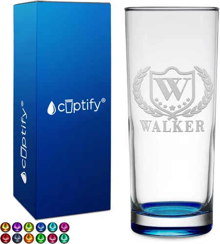 Miniatura 40 de Highball personalizado de 10.5 onzas con fondo negro, vaso Collins alto personalizado, cóctel de bebida mixta recta, inicial con nombre de regalo