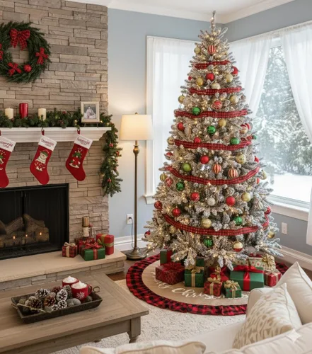 Miniatura 4 de Falda de árbol de Navidad de 36 pulgadas de yute y orilla a cuadros de búfalo, decoración para una feliz fiesta de Navidad, falda de árbol