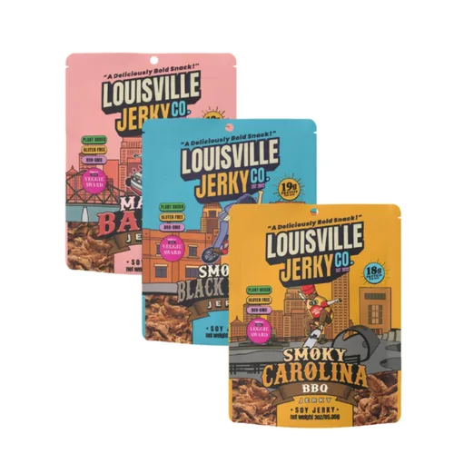 Louisville Vegan Jerky Co. Best Sellers - Paquete variado de cecina vegana de 3 onzas, paquete de 3 (barbacoa ahumada de Carolina, pimienta negra