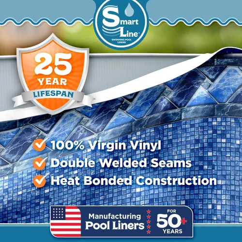 Miniatura 2 de Smartline - Revestimiento redondo de 24 pies para piscina, estilo Stone Harbor, Unibead, altura de pared de 52 pulgadas, vinilo de calibre 25