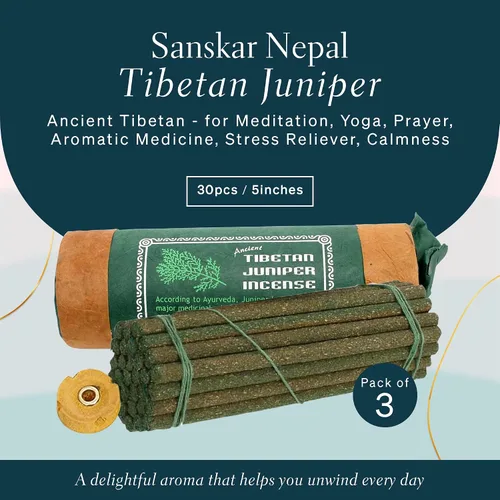 Miniatura 2 de Incienso de enebro tibetano antiguo para meditación, yoga, oración, medicina aromática, alivio del estrés, calma, paquete de 3, 30 varillas por