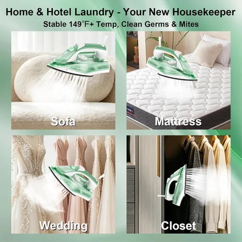 Miniatura 8 de Martisan Steam Iron Lite, 1600 W, calentamiento rápido de 15 segundos, suela adicional para reserva de calor, temperatura ajustable precisa, panel