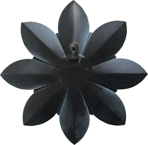 Miniatura 4 de Decoración artística de pared de flores de metal azul, escultura floral rústica moderna de 9.5 pulgadas, decoración desgastada para colgar