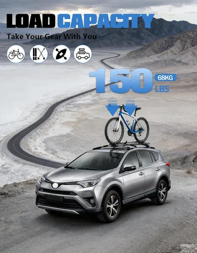 Miniatura 3 de FengYu Barras Transversales de Techo Compatibles con Toyota RAV4 2013-2018 con Rieles Laterales, Barras Transversales de Aluminio, Portaequipajes