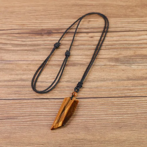 Miniatura 5 de COAI - Collar con dije de piedra en forma de colmillo de lobo para hombre y mujer