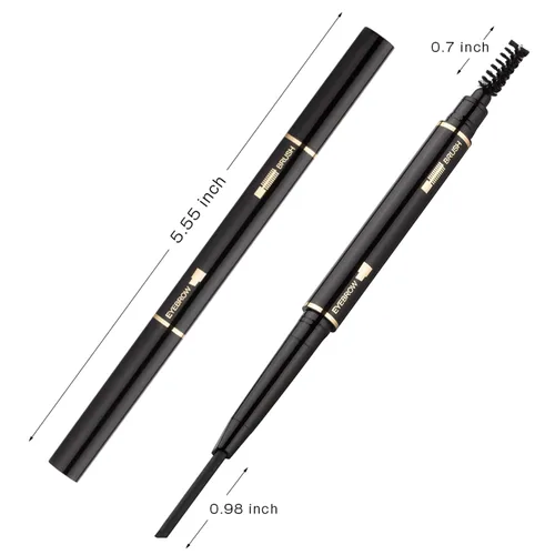 Miniatura 4 de Lápiz de cejas 2 paquetes, lápiz de cejas impermeable a prueba de manchas con cepillo para cejas, kit automático de maquillaje para cejas, negro