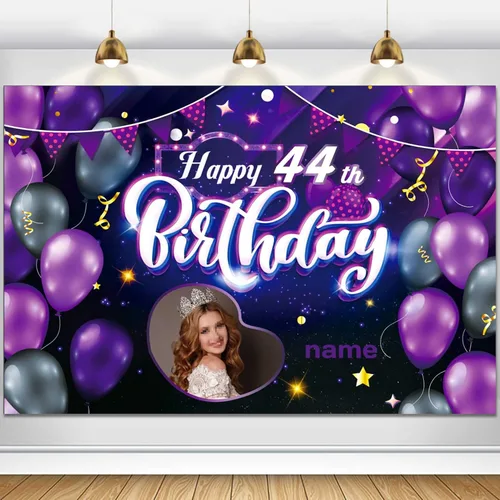Miniatura 60 de Cartel decorativo personalizado de feliz cumpleaños número 100, personalización, morado, tamaños grandes, soporta fotos y nombres personalizados