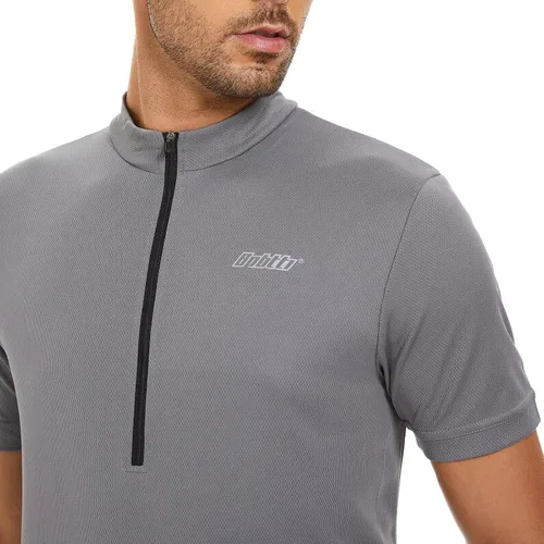 Miniatura 6 de bpbtti - Camiseta de ciclismo de manga corta para hombre, camiseta de ciclismo MTB con media cremallera frontal y 3 bolsillos posteriores