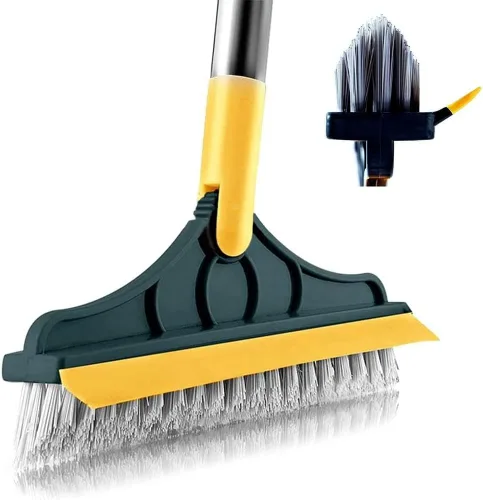 Miniatura 7 de Cepillo de limpieza 2 en 1, cepillo para lechada, raspador, 3 postes de 47.6 pulgadas, cepillo de limpieza para suelos con mango largo, cepillo