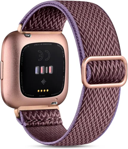 Miniatura 18 de Correa elástica compatible con correas de reloj Fitbit Versa, correa deportiva de nailon suave y transpirable de repuesto para mujeres y hombres