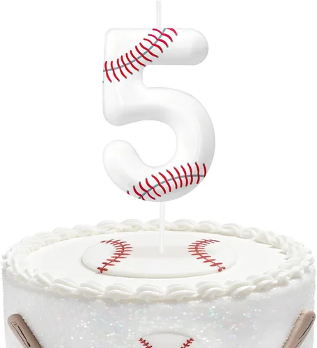 Miniatura 90 de Velas de cumpleaños con el número 0 de béisbol, decoración de pastel con temática de béisbol para niños y niñas, decoraciones de pasteles