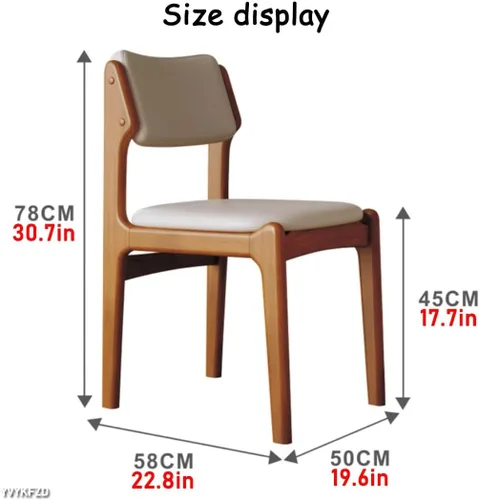 Miniatura 3 de YVYKFZD Wooden Dining Chairs Set, Leather Dining Room Chair with Back, Upholstered Kitchen Chairs, Armless Living Room Chair, for Bedroom Offices