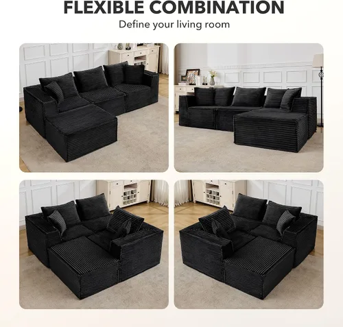 Miniatura 7 de Sofá modular modular de 107 pulgadas, moderno sofá seccional Cloud con asiento profundo, sofá deshuesado en forma de L con diván para sala de estar
