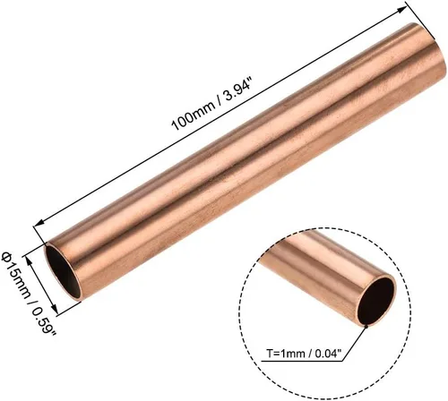 Miniatura 2 de uxcell Tubo redondo de cobre, 0.591 in OD 0.039 in espesor de pared 3.937 in longitud tubo recto tubo 3 piezas