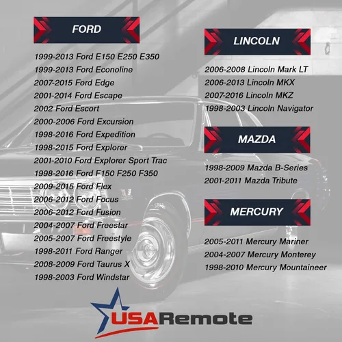 Miniatura 4 de Control remoto de entrada sin llave para automóvil para Ford, Lincoln, Mercury, Mazda con llave de encendido