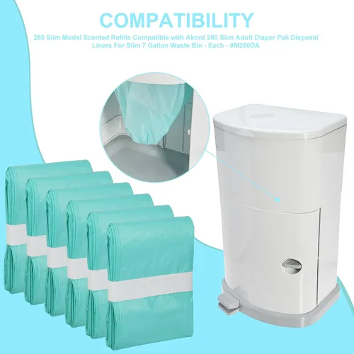 Miniatura 3 de Paquete de 6 recambios de forro de pañales para adultos compatibles con Janibell Akord 280 Slim Model Adult Diaper System, verde, ligeramente