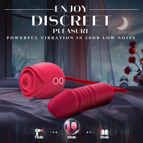Miniatura 8 de Consolador vibrador juguetes sexuales para mujeres, juguete sexual MOOLIGIRL Rose con vibradores de punto G de empuje y 10 modos de succión