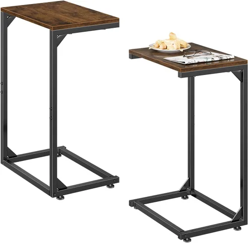 Miniatura 12 de Simple Trending - Mesa auxiliar en forma de C, mesa lateral para sofá, pequeña mesa de sofá con bandeja para TV y marco de metal para sala de estar