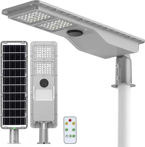 Luces solares de calle de 10000 W para exteriores, impermeables - Luz de inundación con sensor de movimiento súper brillante, del atardecer al