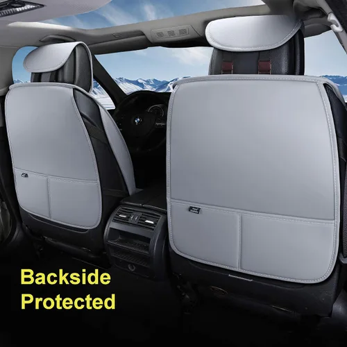 Miniatura 3 de Funda para asiento de automóvil, resistente al agua, de cuero sintético, para asientos delanteros y traseros, ajuste universal para la mayoría