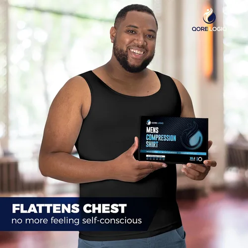 Miniatura 8 de QORE LOGIQ Camisas de compresión de ginecomastia para hombres, camiseta sin mangas adelgazante, moldeador de cuerpo, fajas para hombres, sujetador