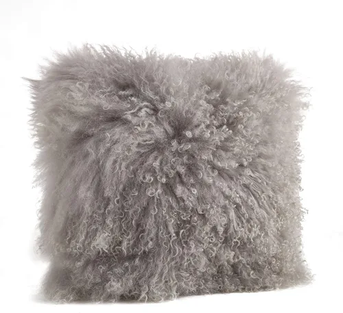 Miniatura 55 de Saro Lifestyle Almohada de piel de cordero mongol rellena de poliéster Gris