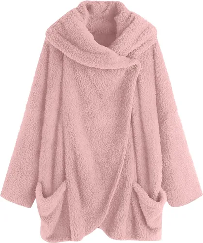 XPSJBBB Abrigos de invierno para mujer, forro polar, sudaderas con capucha de otoño de manga larga, chaquetas de piel cálida y suave, tallas grandes