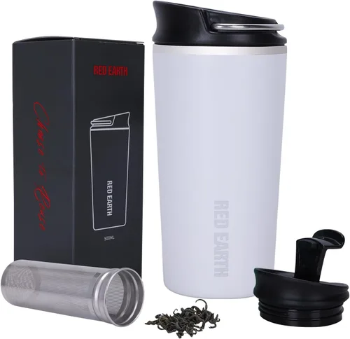 GiNT Taza de viaje de 17oz con infusor y dos tapas. Taza de café de acero inoxidable 316 con aislamiento al vacío. Taza apta para lavavajillas con