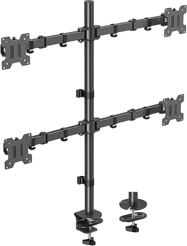 MOUNTUP Soporte de escritorio para cuatro monitores, soporte de escritorio para 4 monitores de 17 a 32 pulgadas para pantallas de computadora,