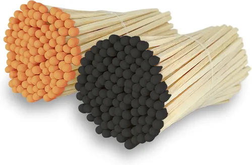 Miniatura 11 de Fósforos naranja y negro de 4 pulgadas y fantasma de Halloween + calcomanías de Striker incluidas. 100 coincidencias decorativas de seguridad con un