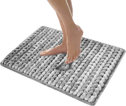 MICRODRY - SoftLux - Tapetes de baño trenzados para baño, súper absorbente, tapetes de baño de espuma viscoelástica con base antideslizante GripTex,