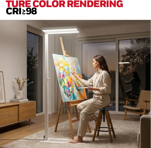 Miniatura 3 de Lámpara de pie LED Honeywell 8000LM, 02E Gen Sunturalux Luz de pie de lectura que cuida los ojos, 80W Luz natural moderna 4000K regulable de 77