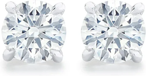 Miniatura 2 de Bo.Dream Round Cut Cubic Zirconia CZ Stud Earrings for Women 18K White Gold Plated Sterling Silver