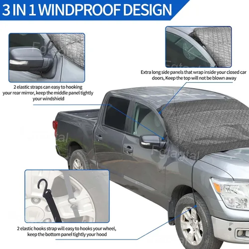 Miniatura 4 de Cubierta de nieve para parabrisas para Nissan Titan 2016-2023, cubierta de parabrisas delantero para hielo y nieve, cubierta de hielo extra gruesa