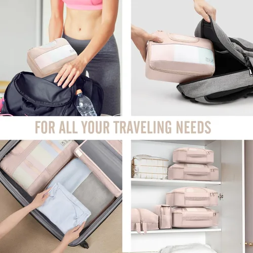 Miniatura 7 de Veken Juego de 10 cubos de embalaje para viajes, accesorios esenciales para vacaciones en la playa, cruceros, bolsas organizadoras de maleta