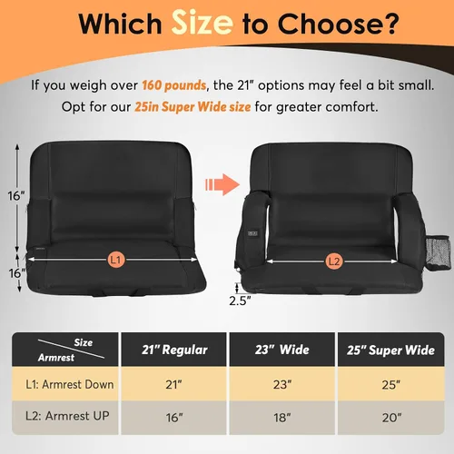 Miniatura 2 de HOPERAN Massage Heated Stadium Seats for Bleachers with Back Support & Lumbar Pillow, 3 Level Heating & 6 Modes Massage Portable Heated Stadium