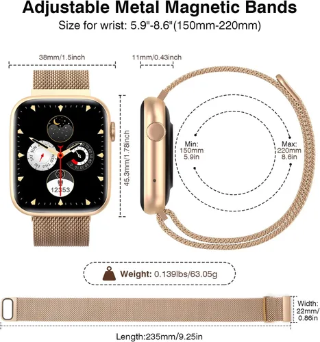 Miniatura 2 de EarlySincere Relojes inteligentes para mujer, presión arterial, pantalla táctil completa HD de 1.9 pulgadas, monitor de actividad física con monitor