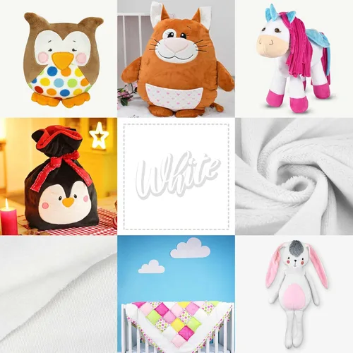 Miniatura 6 de kullaloo Tela de Felpa Tela Minky Blanca Sólida para Coser Material de Abrazo Súper Suave 39.5x29.5 pulgadas Peluches, Mantas de Bebé