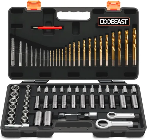 Miniatura 10 de Coobeast - Juego de 26 extractores de pernos y brocas izquierdas, extractor fácil para tornillo con juego de extractor de brocas inversas