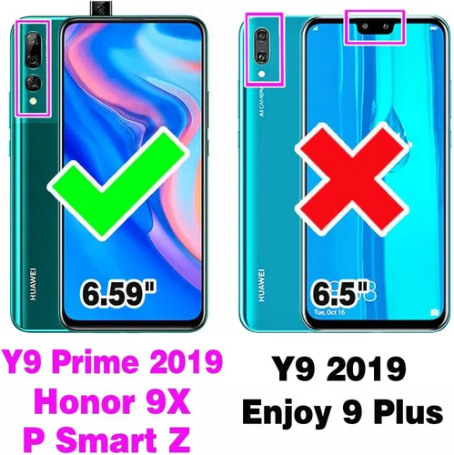 Miniatura 2 de Asuwish Funda compatible con Huawei Y9 Prime 2019/Honor 9X/P Smart Z y protector de pantalla de vidrio templado, accesorios de celda, soporte