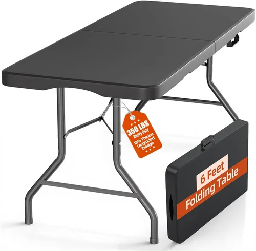 Miniatura 10 de Fenbeli Mesa plegable portátil de 4 pies para uso en interiores y exteriores, plástico HDPE resistente, picnic, camping, barbacoa, comedor, mesa