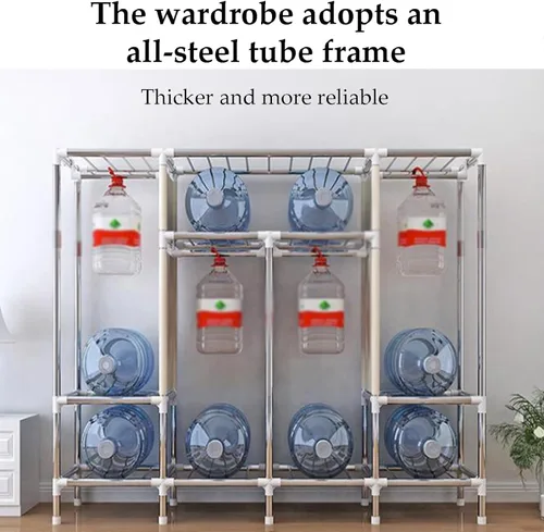 Miniatura 7 de large closets Portable Wardrobe Closet Thick Metal Frame Closets for Bedroom Cloth Wardrobe Closet for Bedroom Hanging Clothes Closet Space-saving