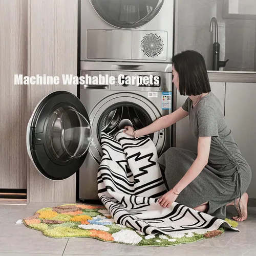 Miniatura 6 de Alfombra de musgo 3D estéreo, alfombra floral, bonita alfombra de baño verde, antideslizante, suave, lanuda y absorbente, alfombra de baño
