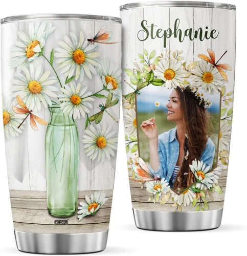 Miniatura 10 de CUBICER Vaso de café para parejas, taza de viaje floral con tapa, regalos de cumpleaños para mujeres, esposa, novias, adultos, vasos con aislamiento