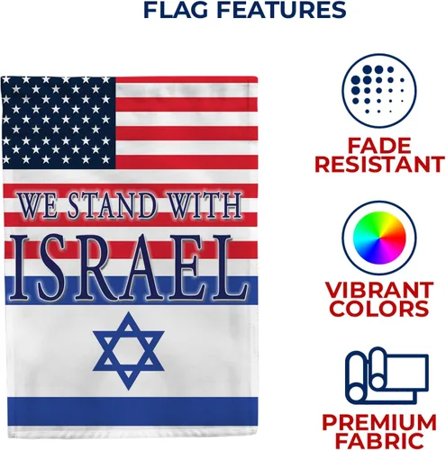 Miniatura 5 de Bandera de jardín con texto en inglés «We Stand with Israel» Bandera de jardín de 12.5 x 18 pulgadas, bandera de soporte de doble cara, bandera